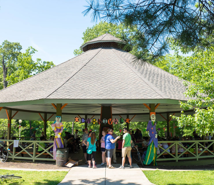 A gathering at East Parkway Pavilion