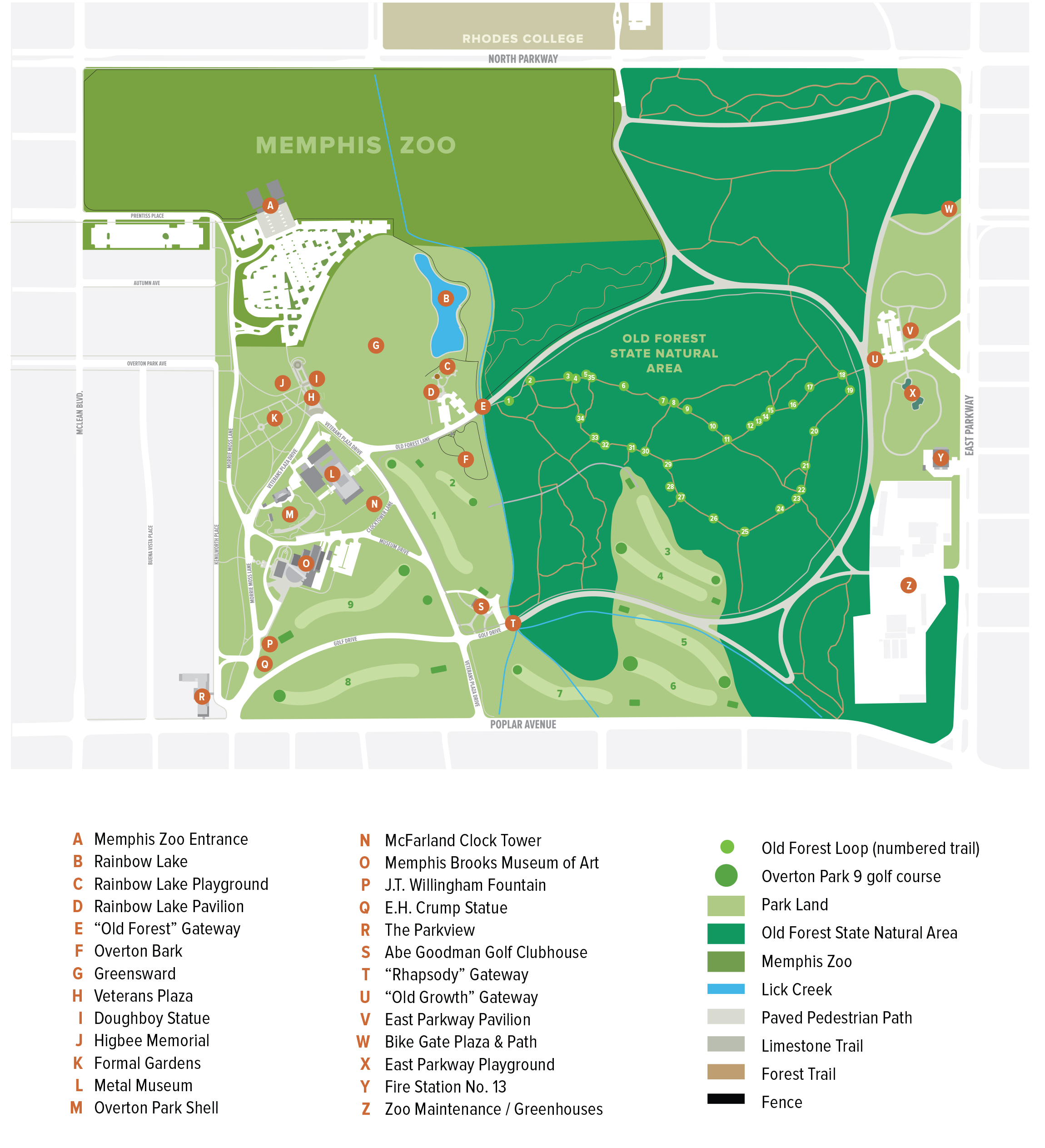 A map of Overton Park